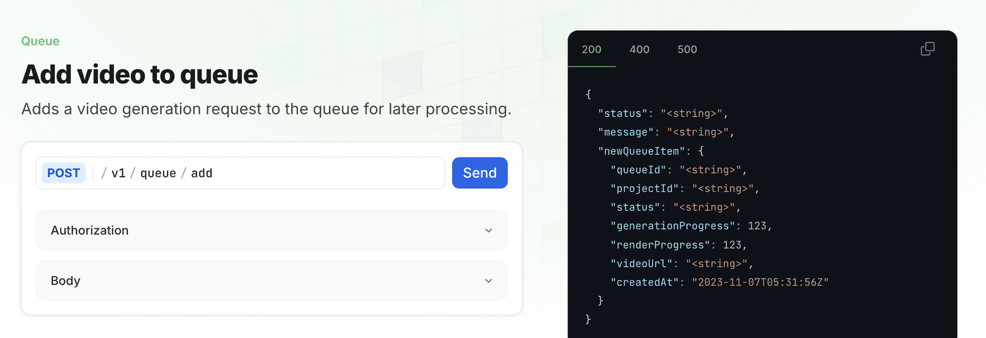 Integration interface preview