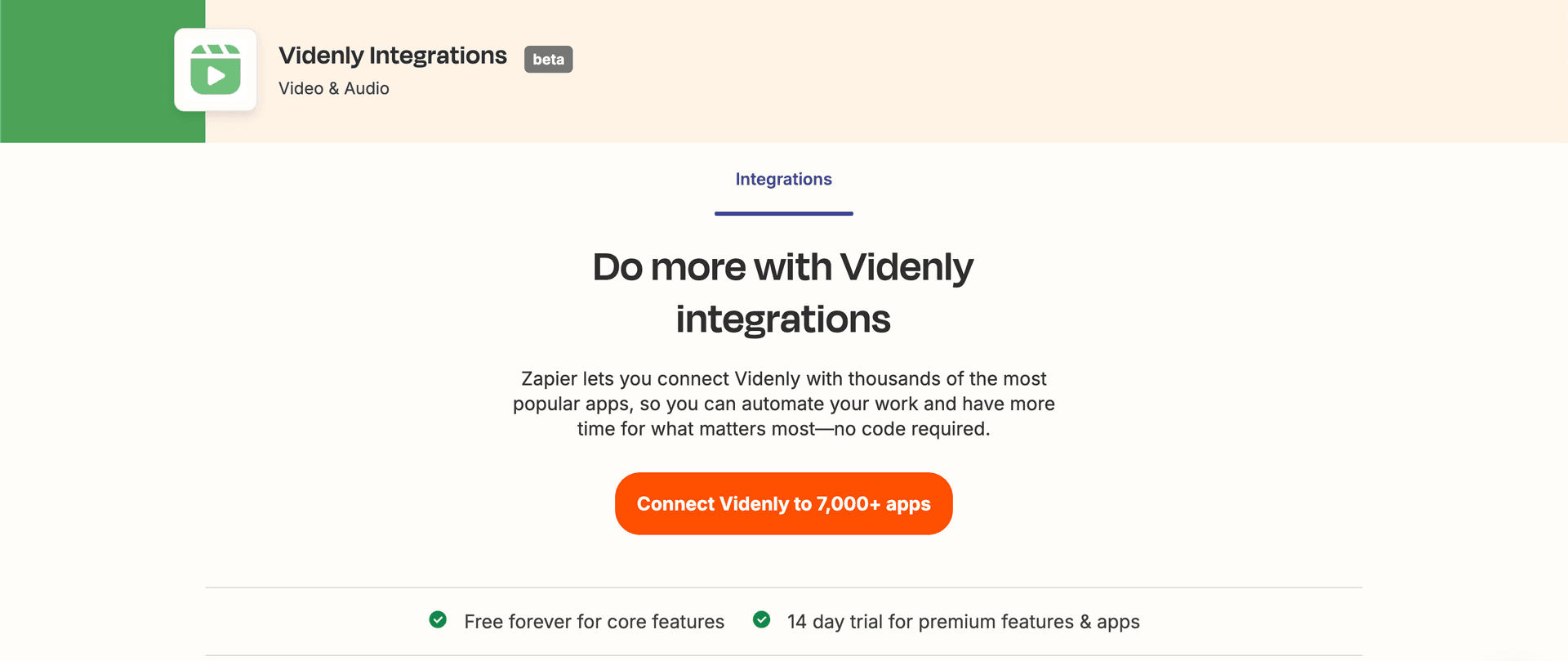 Videnly app interface