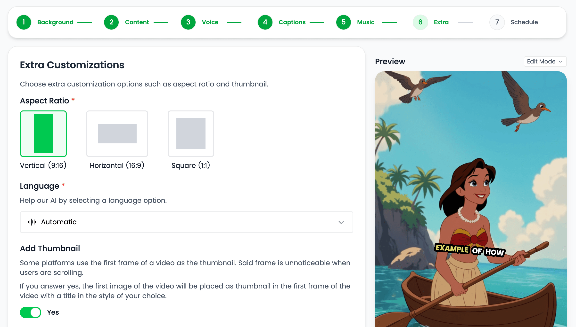 Aspect ratio conversion interface