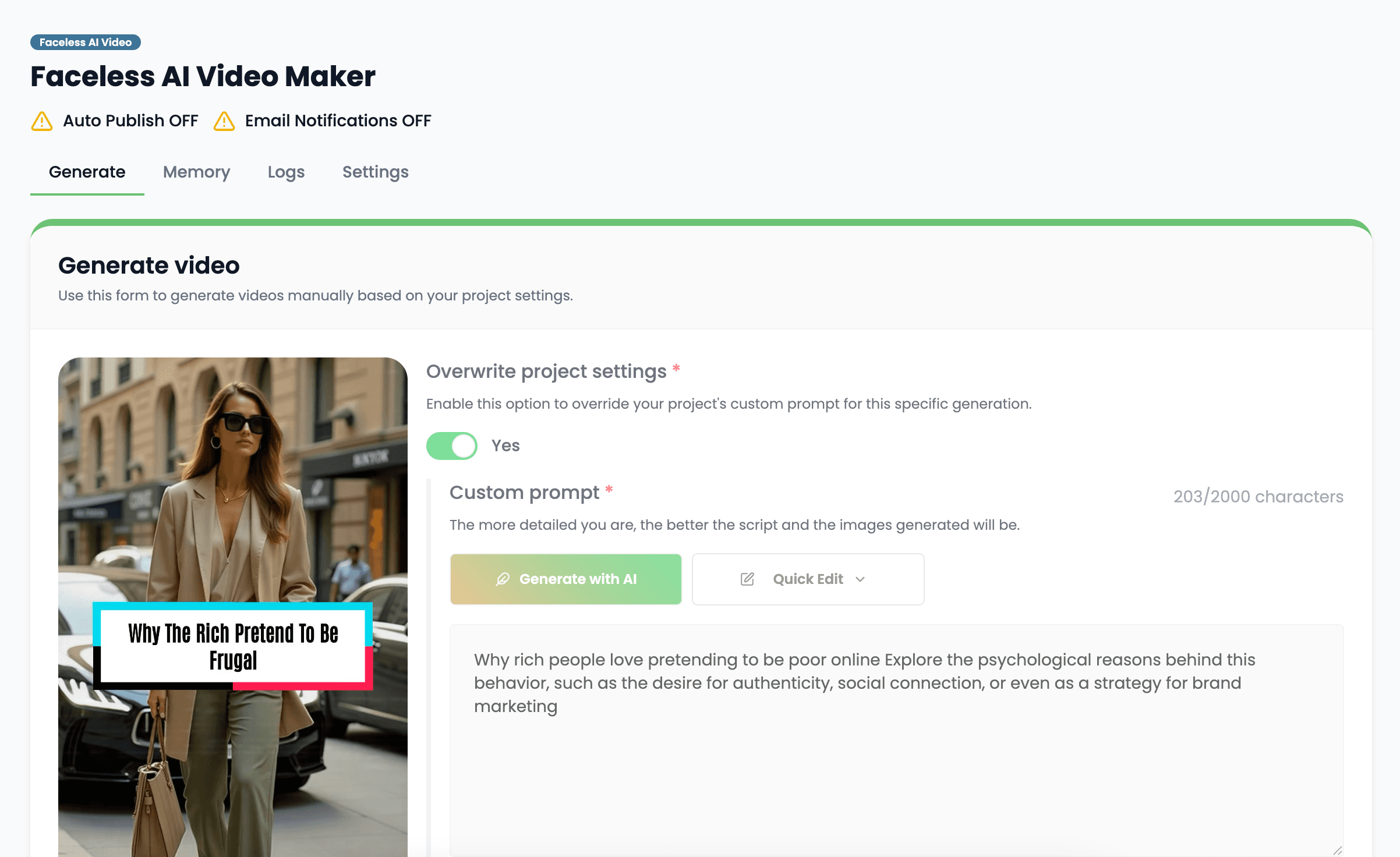 Organized projects inside Videnly