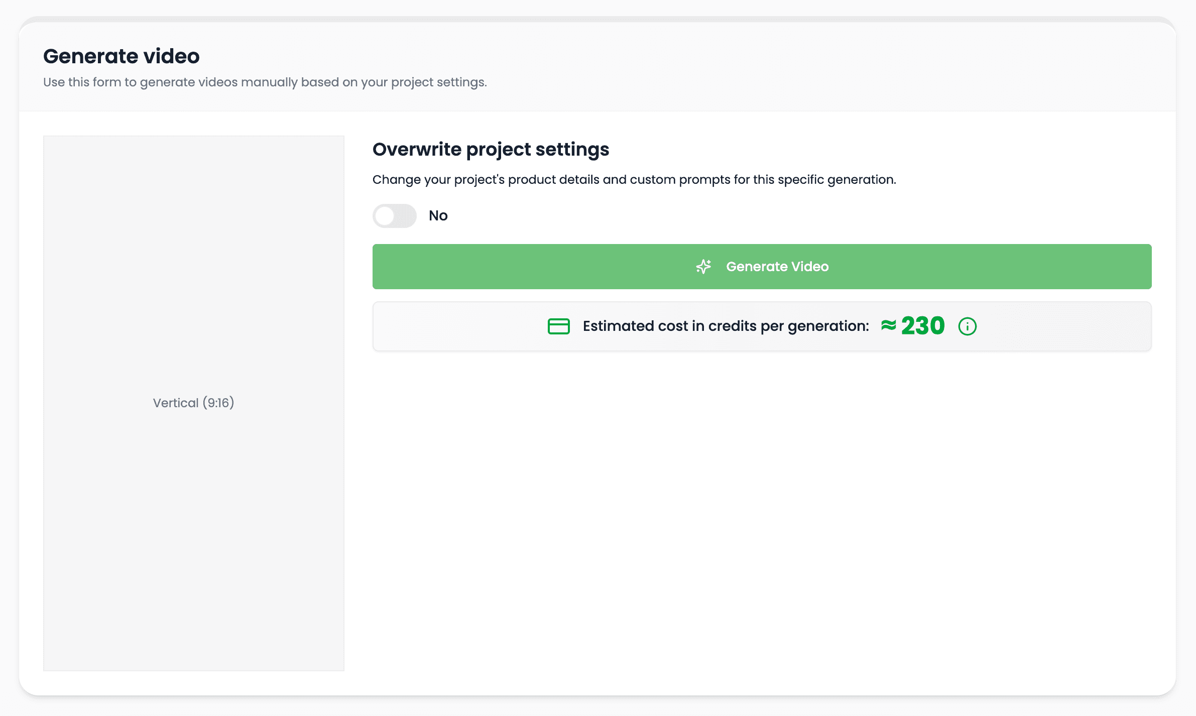 Generating and editing a Videnly project