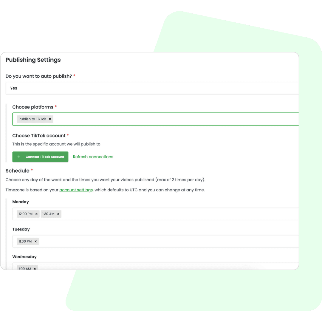 Set your publishing schedule