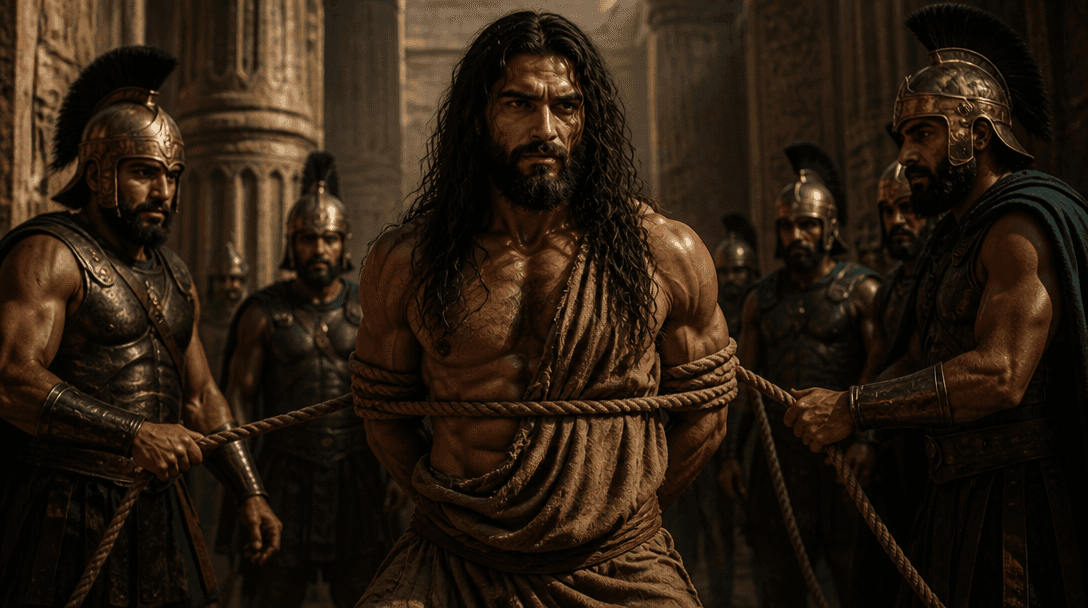 The same Samson character captured by soldiers