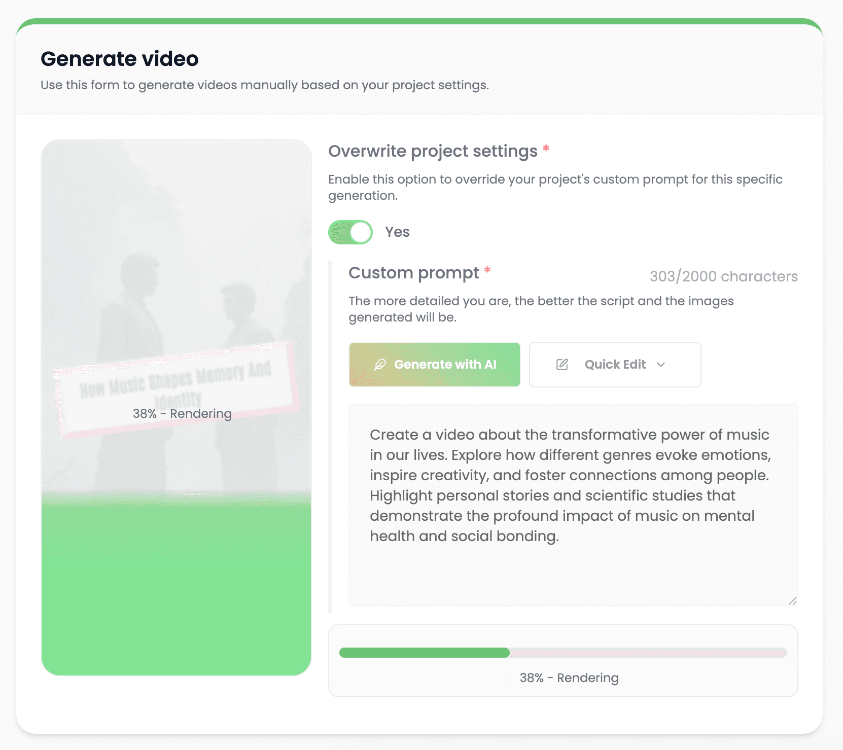Videnly processing an AI video