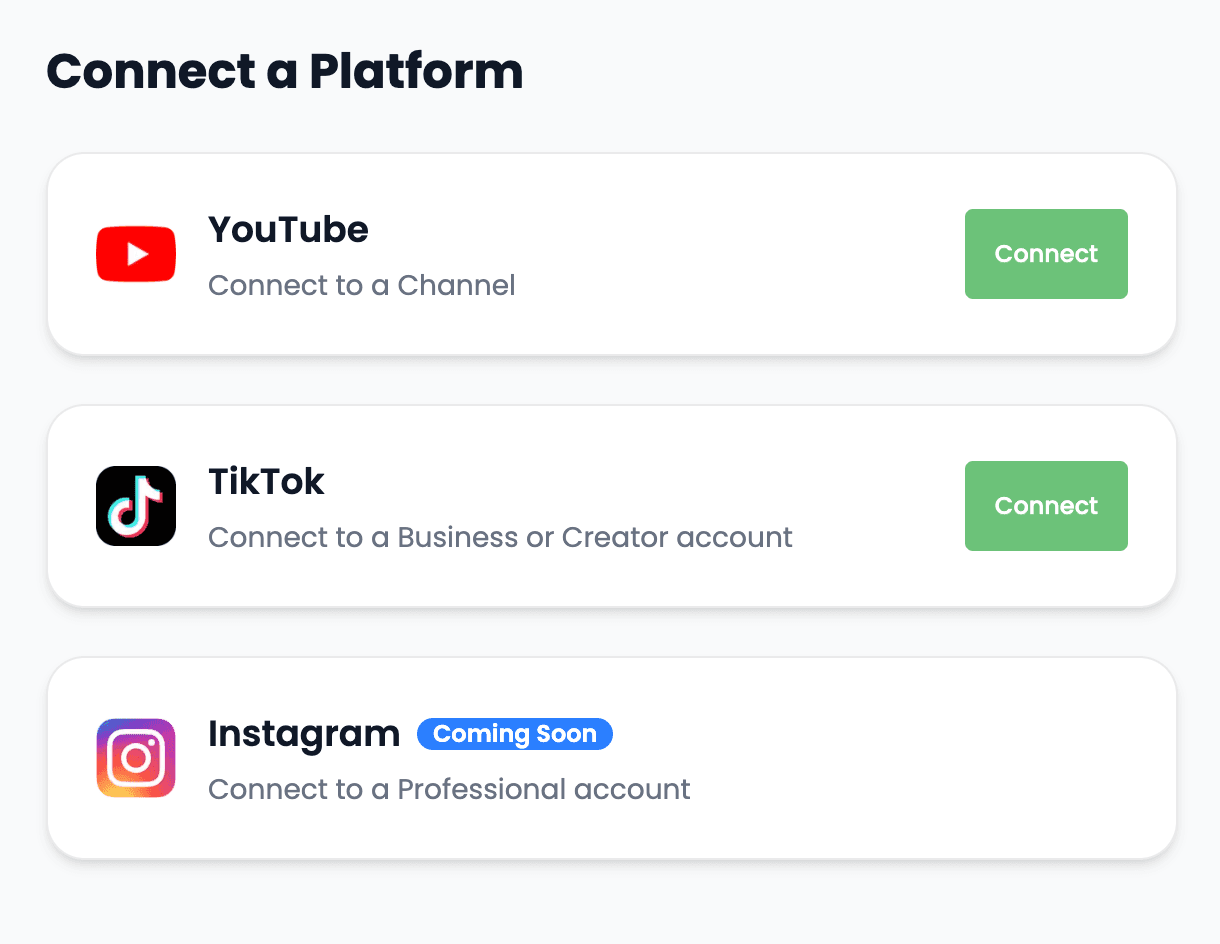 Connecting publishing accounts in Videnly