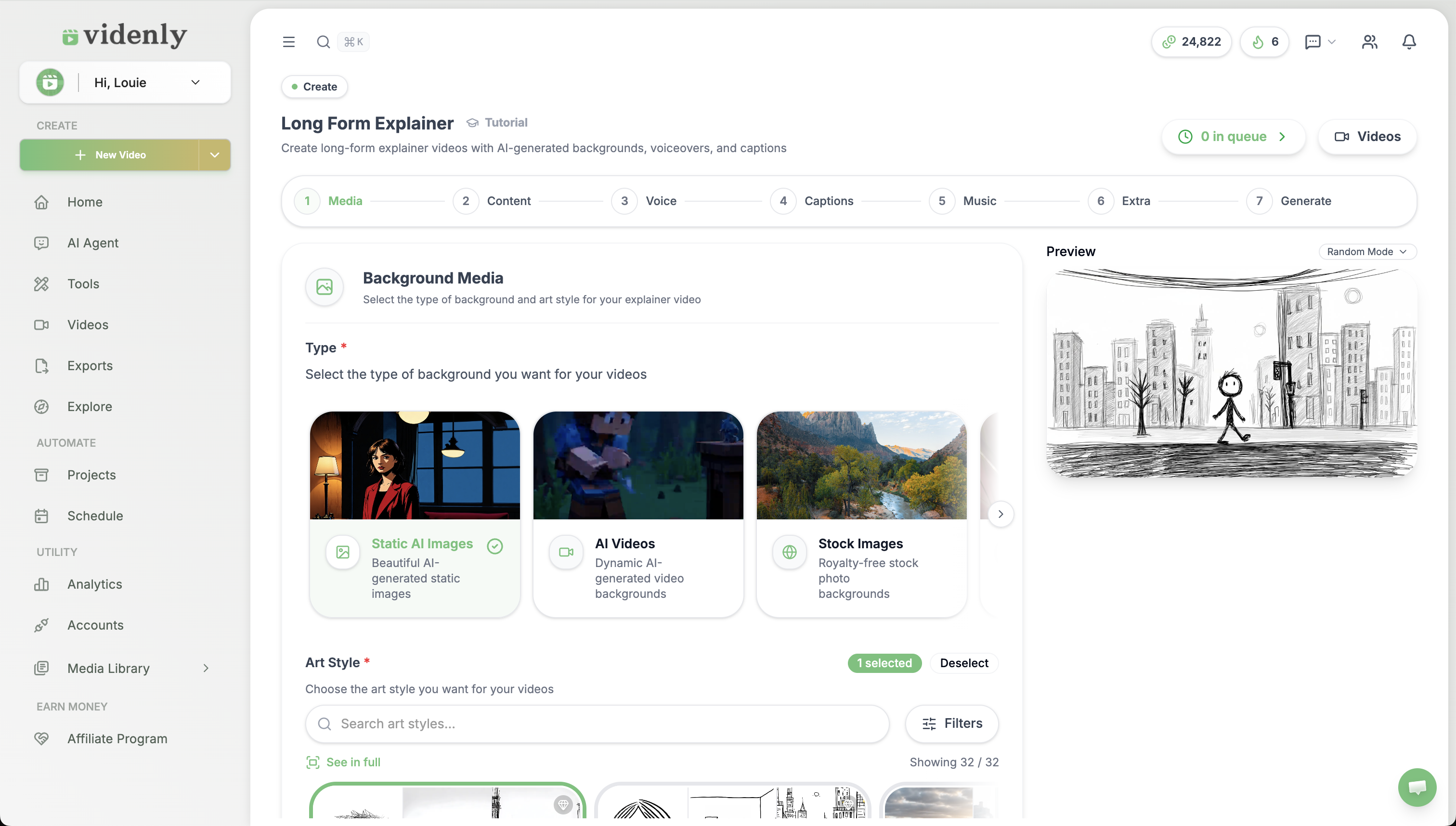 Videnly long-form YouTube video creation workflow